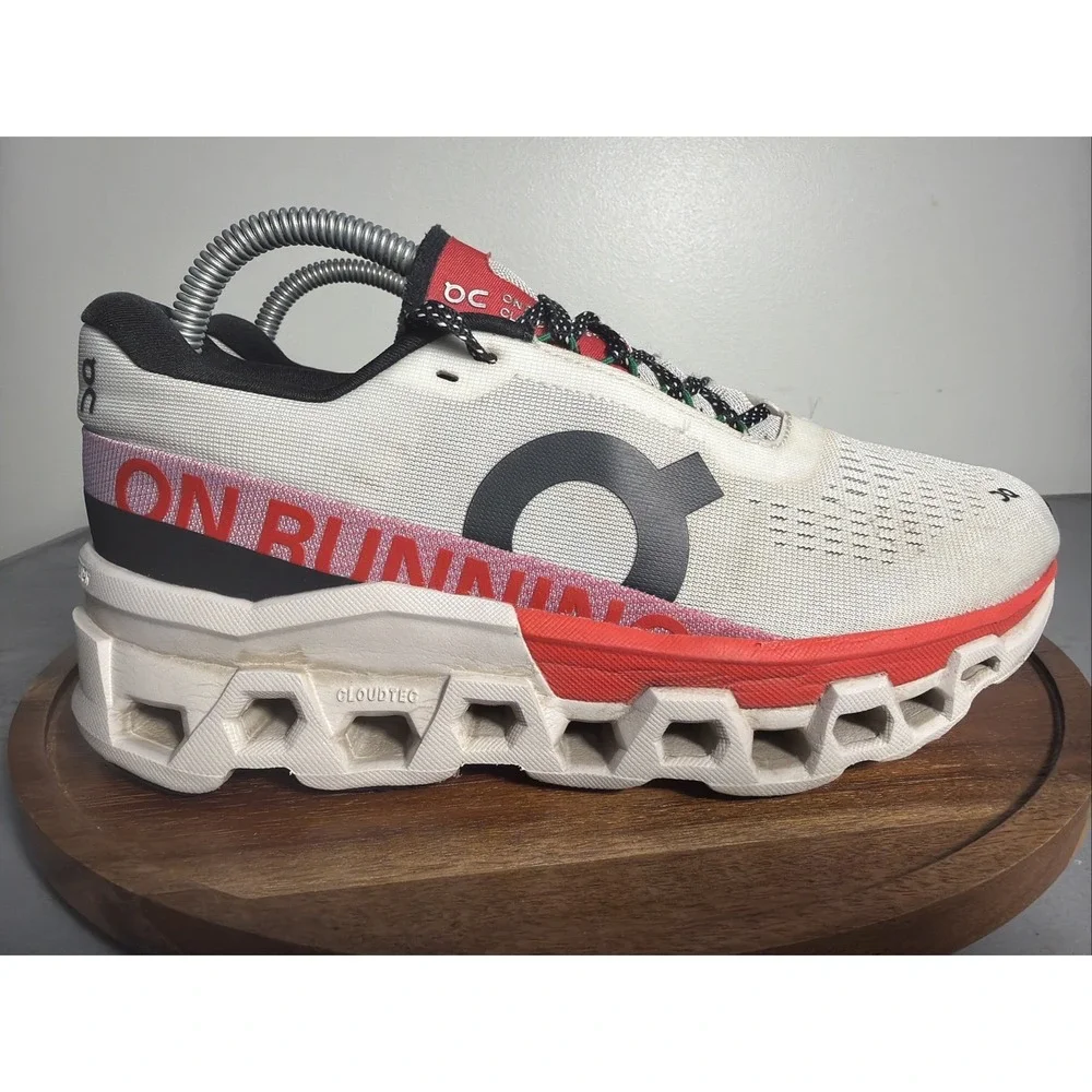 On Cloudmonster 2 Womens Size 8 Ivory Red Running Shoes 3WE10113193